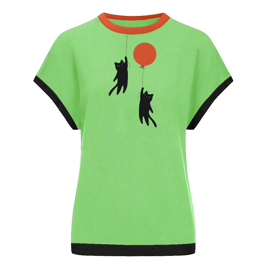 Women's cat knitted batsleeved T-shirt- Designed by Lim Heng Swee