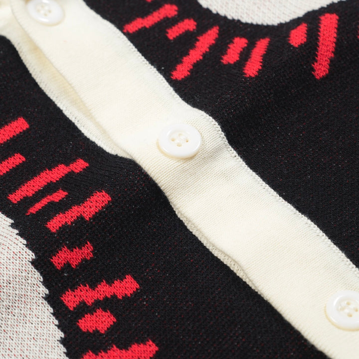 Zwart hartvormig jacquard gebreid herenvest