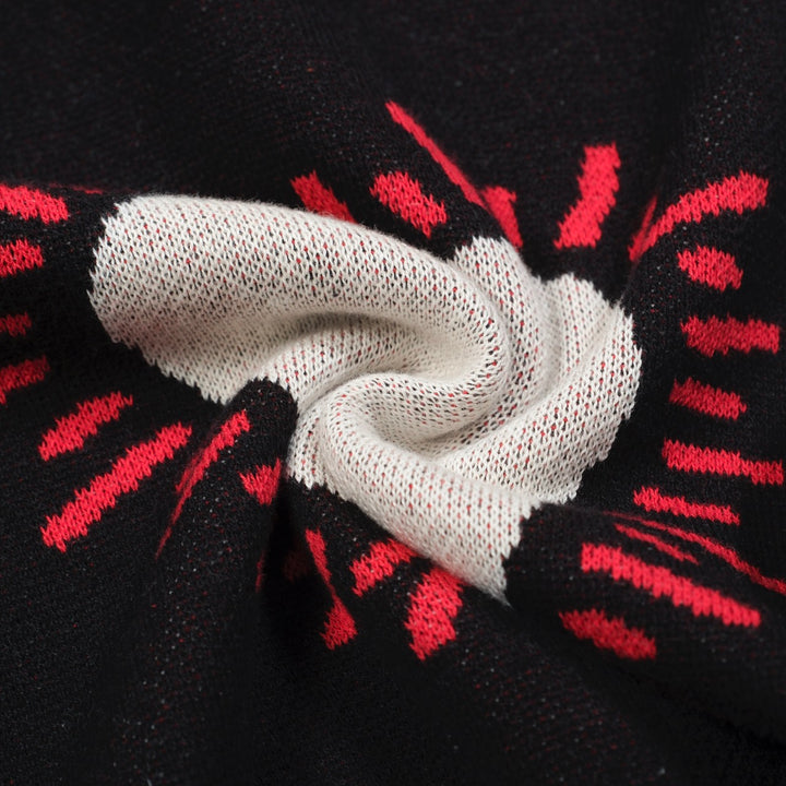 Zwart hartvormig jacquard gebreid herenvest