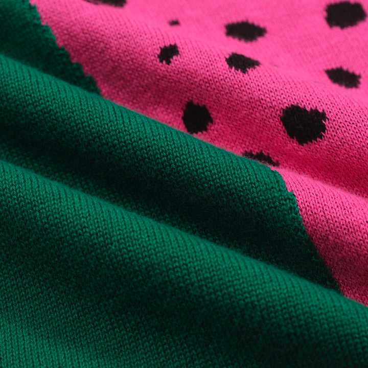 Traje de pantalones de cárdigan de punto verde y rosa para mujeres