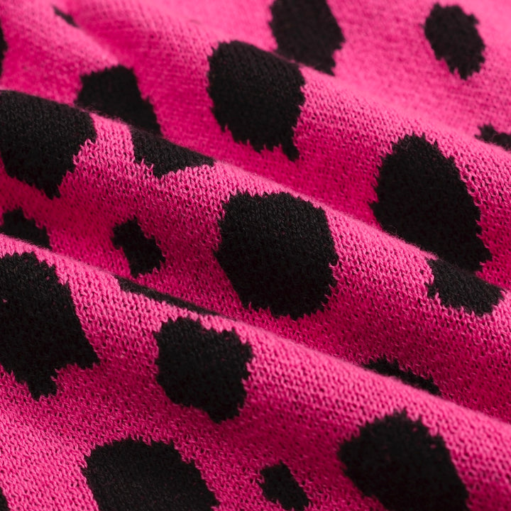 Traje de pantalones de cárdigan de punto verde y rosa para mujeres