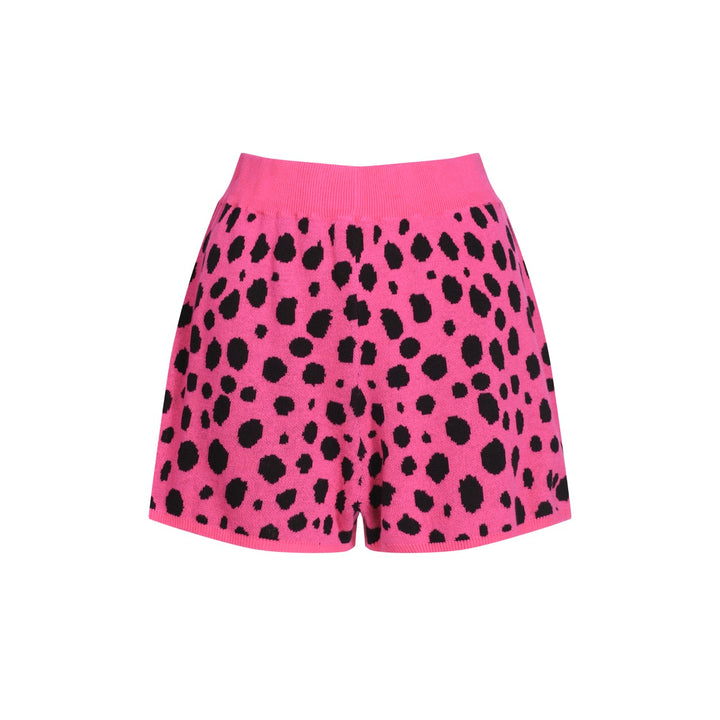 Traje de pantalones de cárdigan de punto verde y rosa para mujeres