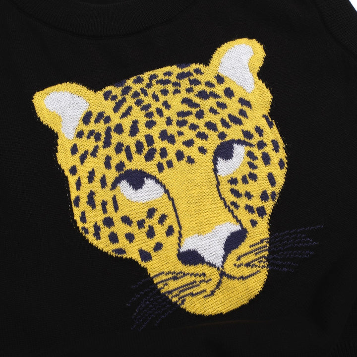 Juego de vestidos de la camiseta sin mangas de estampado de leopardo negro, diseñado por Carrie Cantwell