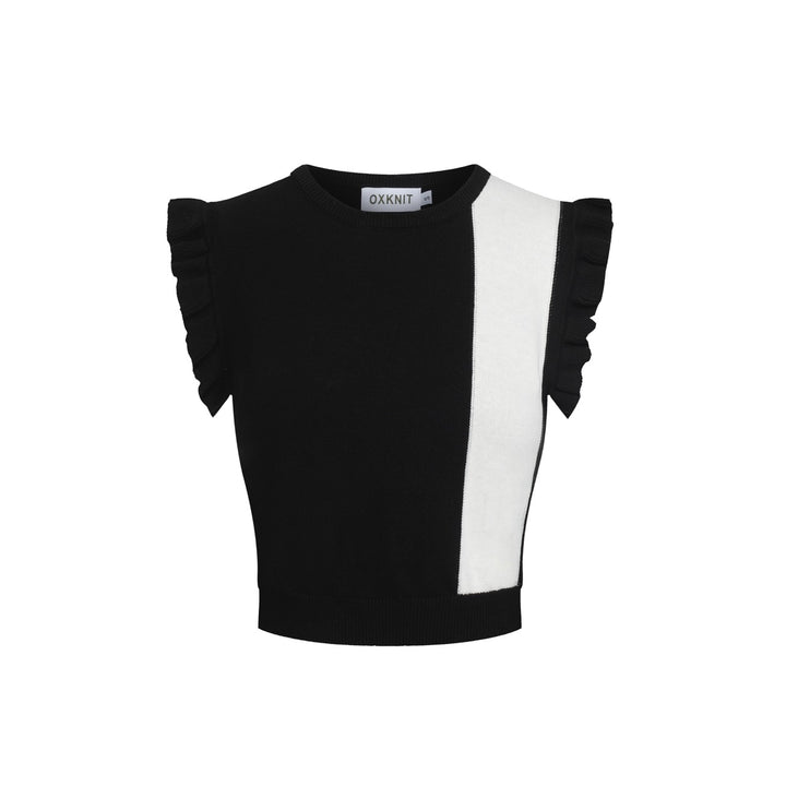 Women's black vintage striped vest knit suit