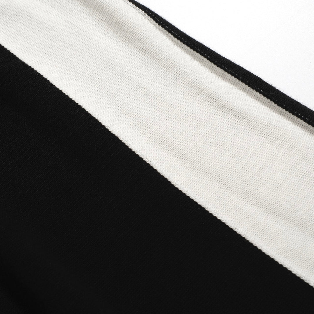 Women's black vintage striped vest knit suit