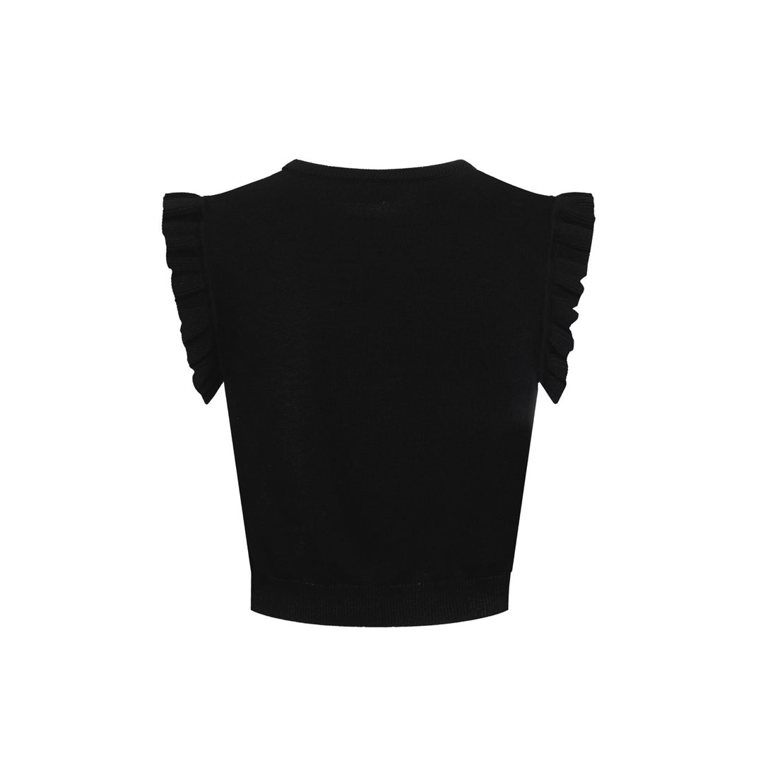 Women's black vintage striped vest knit suit