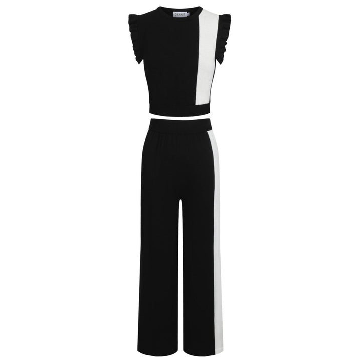 Women's black vintage striped vest knit suit