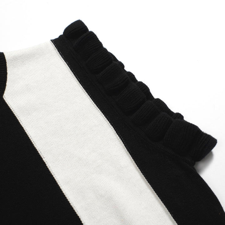 Women's black vintage striped vest knit suit