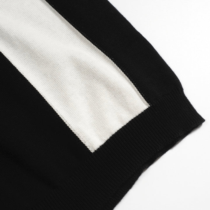 Women's black vintage striped vest knit suit