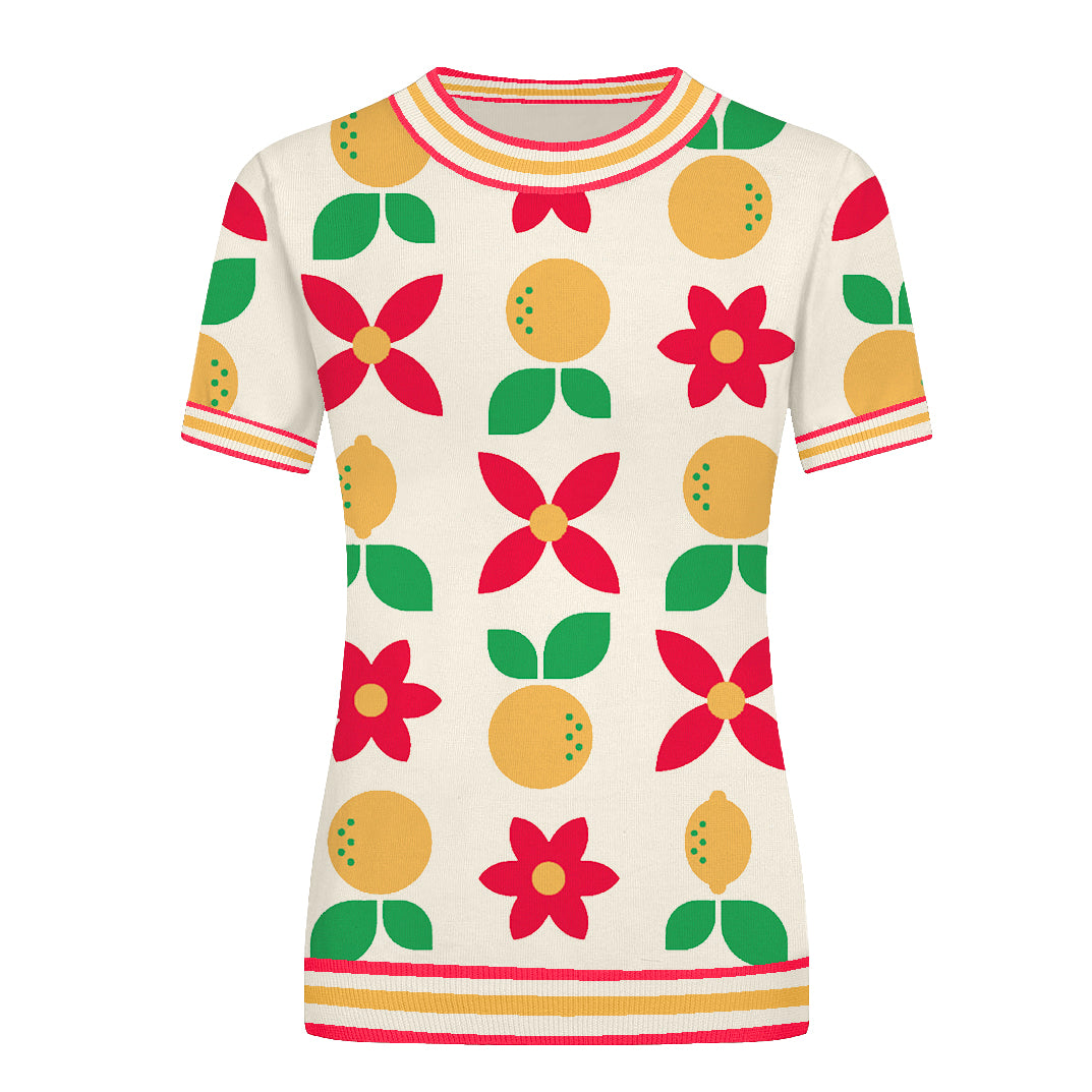 Women's yellow vintage knit T-shirt- designed by Carrie Cantwell
