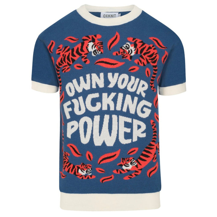 Camiseta masculina de malha jacquard azul Animal - Desenhada por Jessica Molina