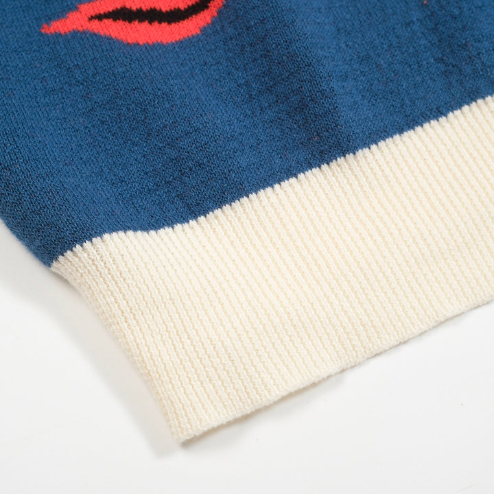 Camiseta masculina de malha jacquard azul Animal - Desenhada por Jessica Molina