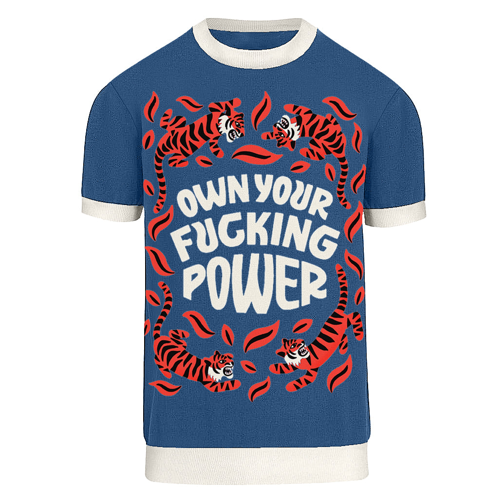 Men's Blue Animal jacquard knit T-shirt - Designed by Jessica Molina