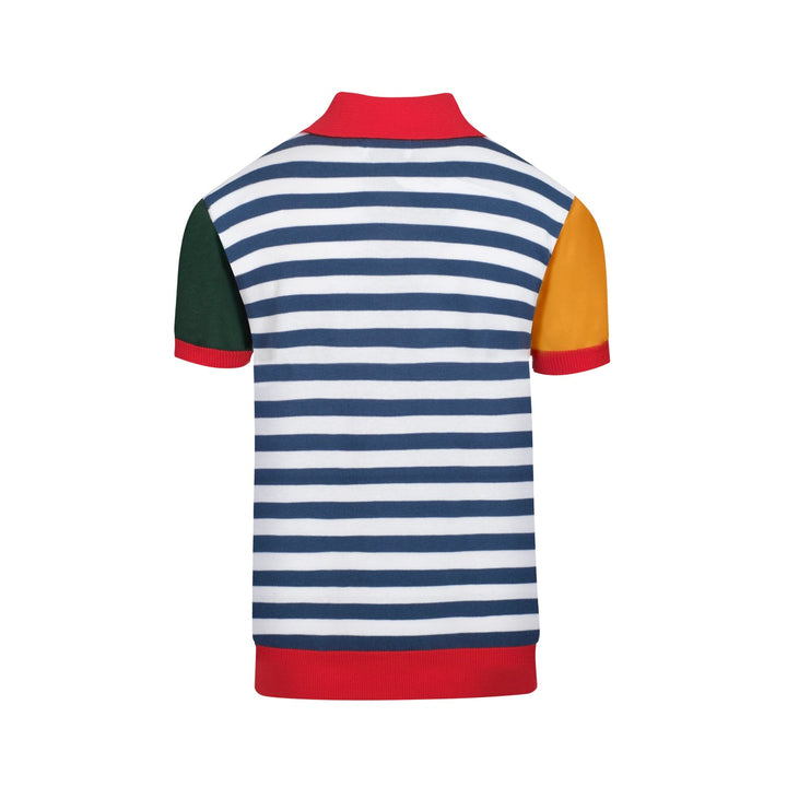 Pólo de malha com bolso às riscas multicoloridas para homem