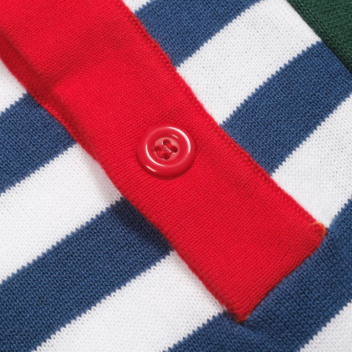 Pólo de malha com bolso às riscas multicoloridas para homem