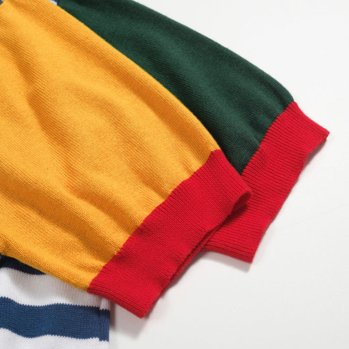 Pólo de malha com bolso às riscas multicoloridas para homem