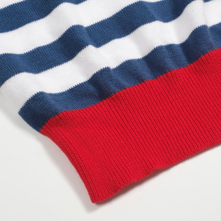 Pólo de malha com bolso às riscas multicoloridas para homem