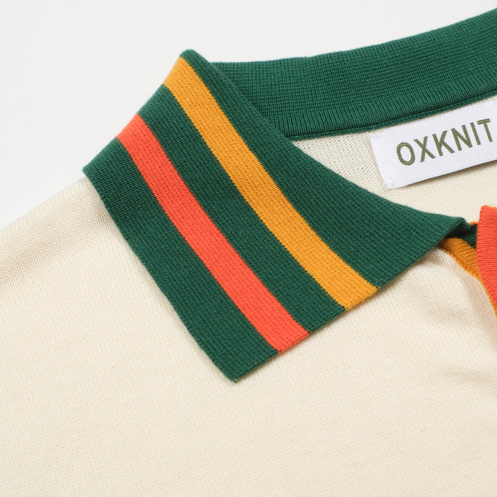 Men's white multi-colored striped cardigan