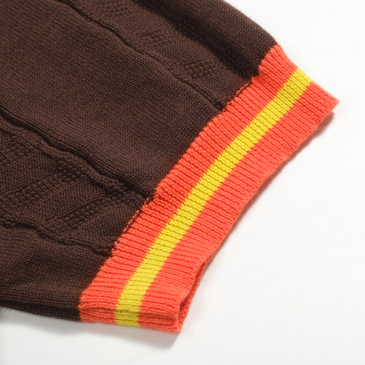 Cardigã masculino de malha texturizada marrom