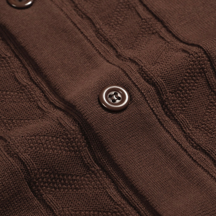 Cardigã masculino de malha texturizada marrom