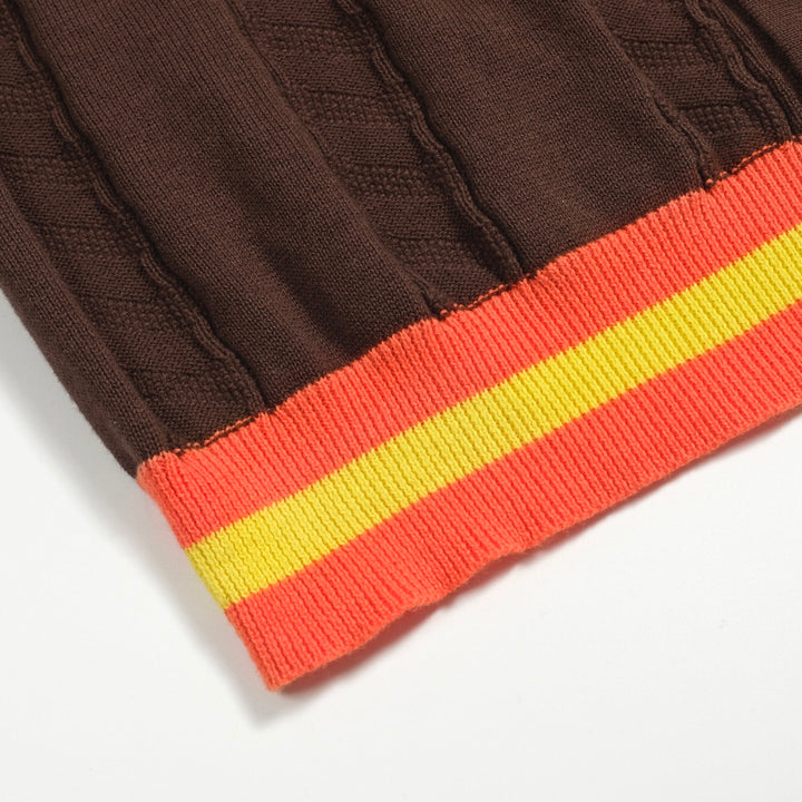 Cardigã masculino de malha texturizada marrom