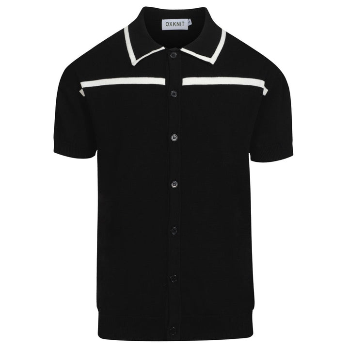 Men's black and white striped cardigan