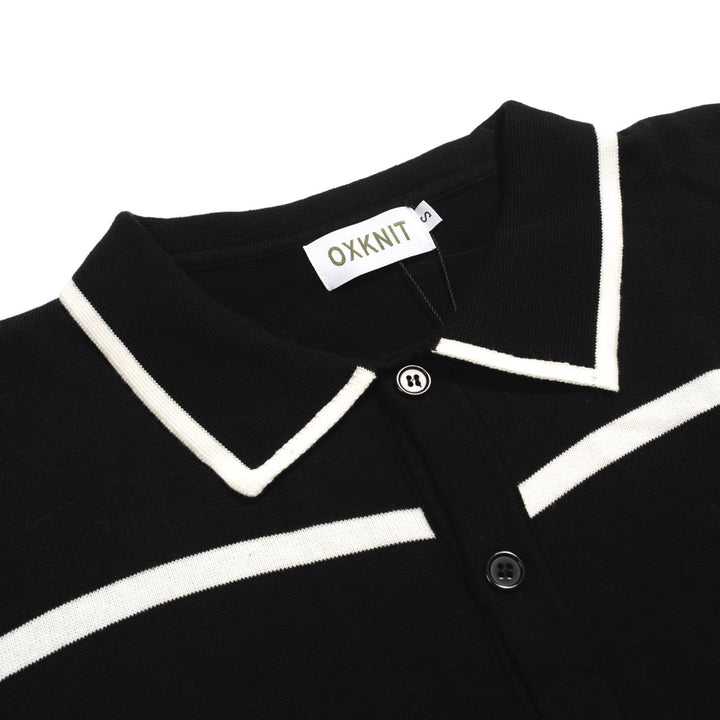 Men's black and white striped cardigan