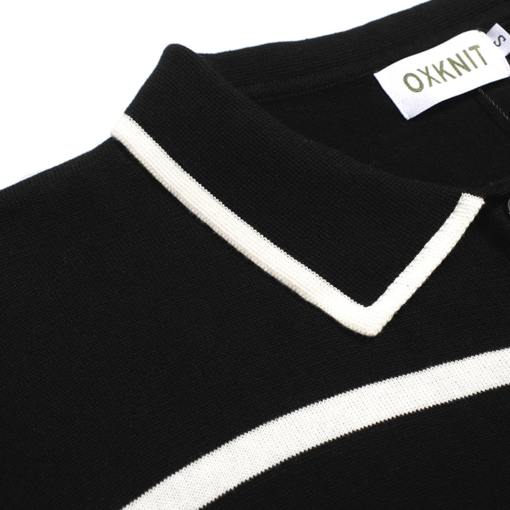 Men's black and white striped cardigan