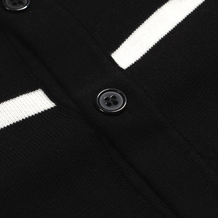 Men's black and white striped cardigan