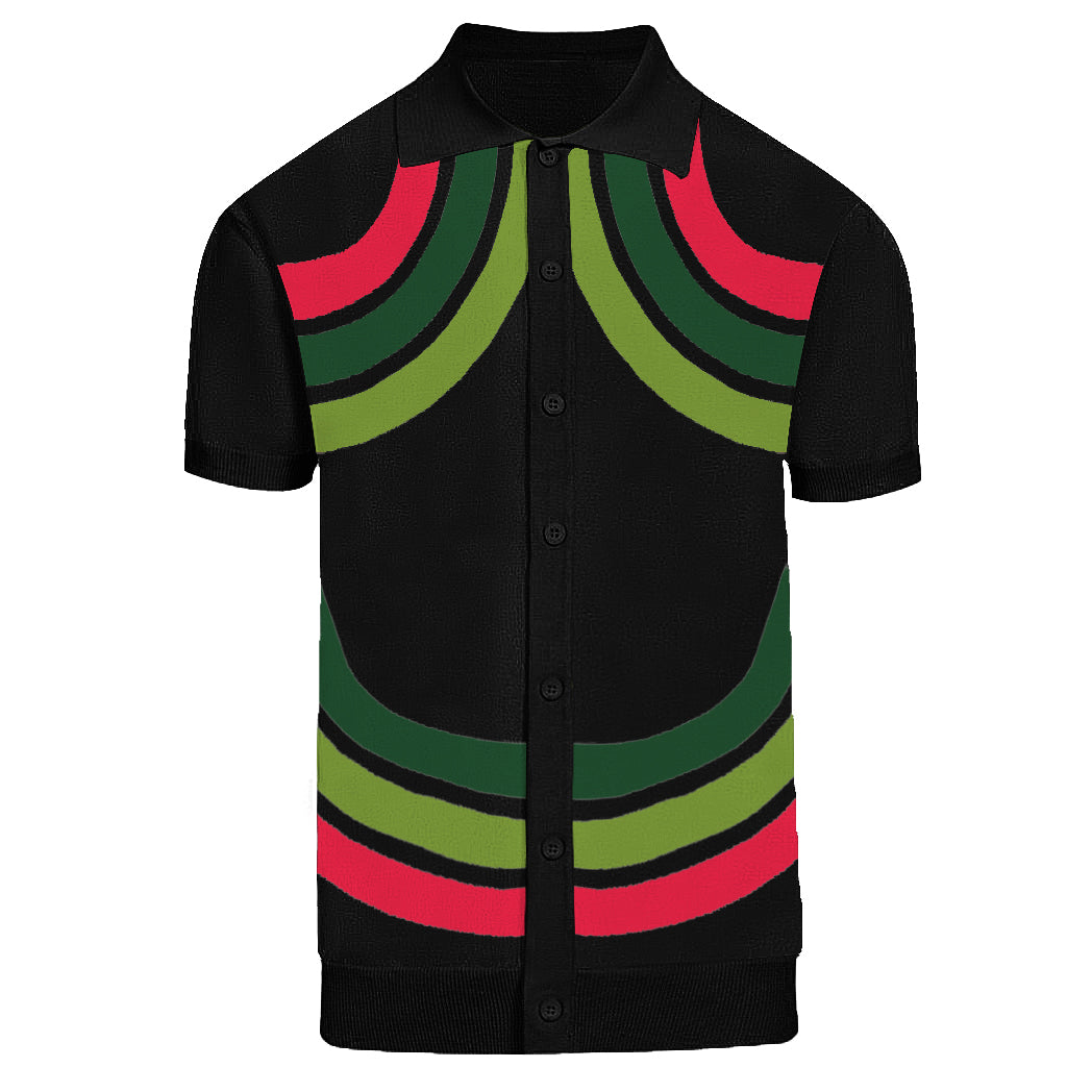 Men's black striped 60's knitted cardigan