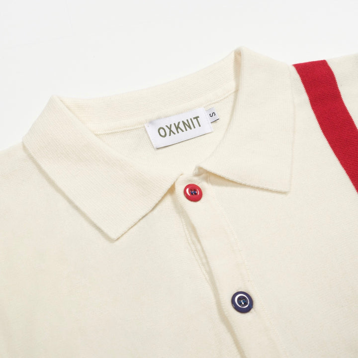 Terno masculino com shorts e cardigã listrado branco