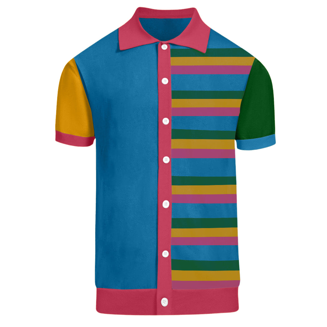 Men's multicolored striped multicolored knitted cardigan