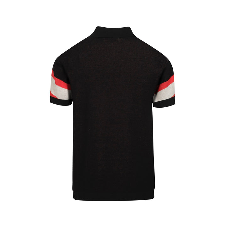 Polo homme noir tricoté à rayures rétro à la mode
