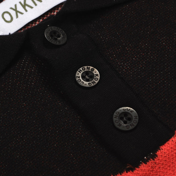 Polo homme noir tricoté à rayures rétro à la mode