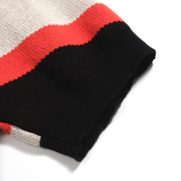 Polo homme noir tricoté à rayures rétro à la mode