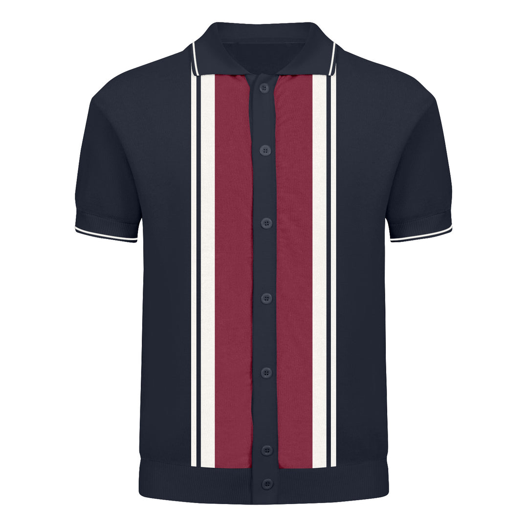 Men's black retro 1960s striped knitted cardigan