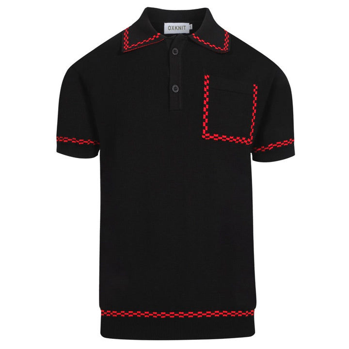 Men's black vintage knit pocket polo