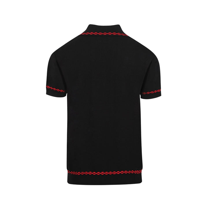 Men's black vintage knit pocket polo
