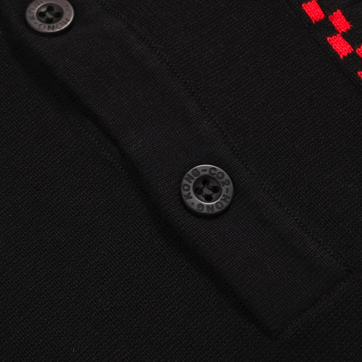 Men's black vintage knit pocket polo