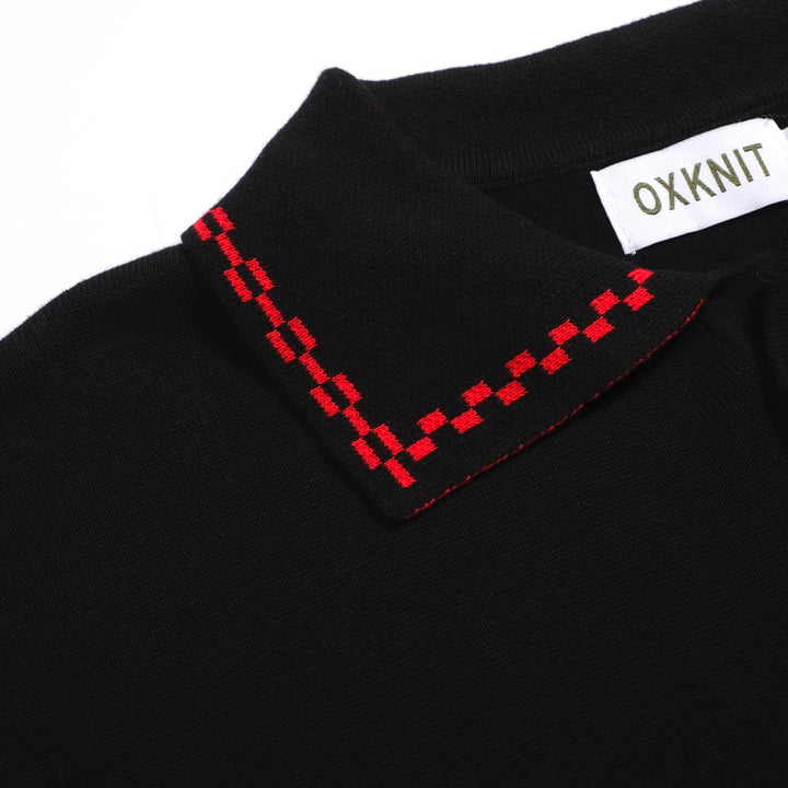 Men's black vintage knit pocket polo