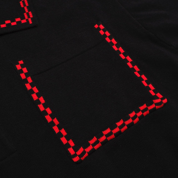 Men's black vintage knit pocket polo