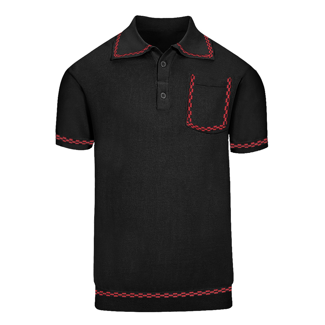 Men's black vintage knit pocket polo