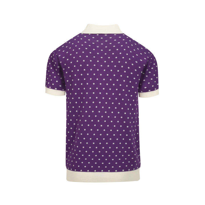 Paars gestreept herenvest met stippen
