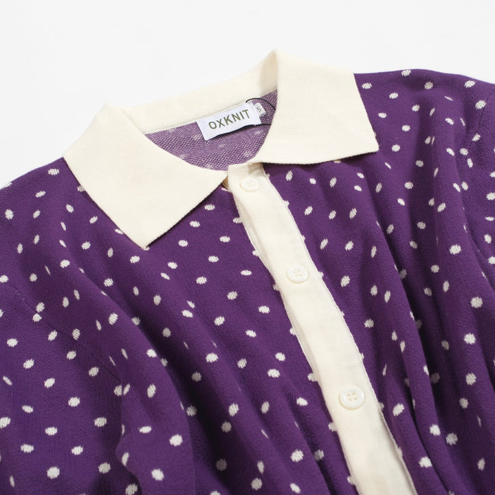 Paars gestreept herenvest met stippen