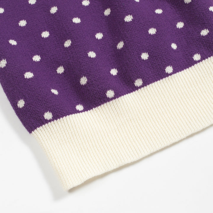 Paars gestreept herenvest met stippen