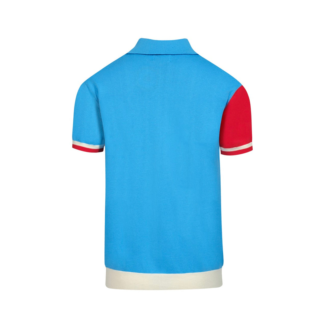 Men's vintage blue contrast knit cardigan