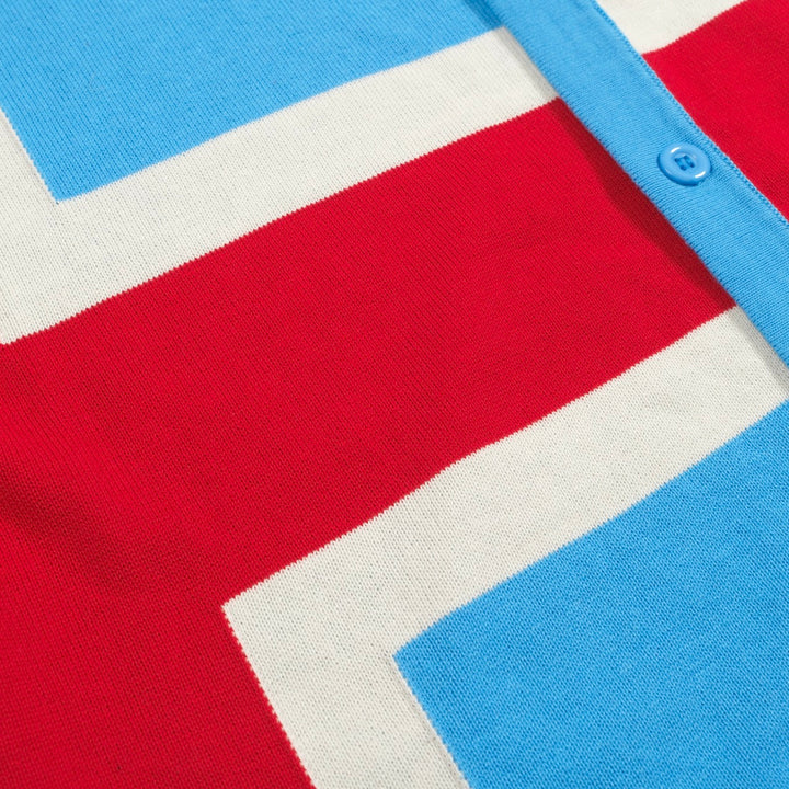 Men's vintage blue contrast knit cardigan