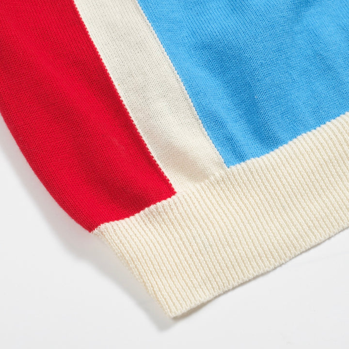 Men's vintage blue contrast knit cardigan