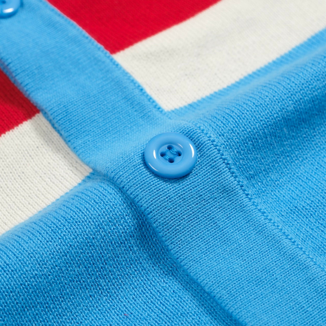 Men's vintage blue contrast knit cardigan