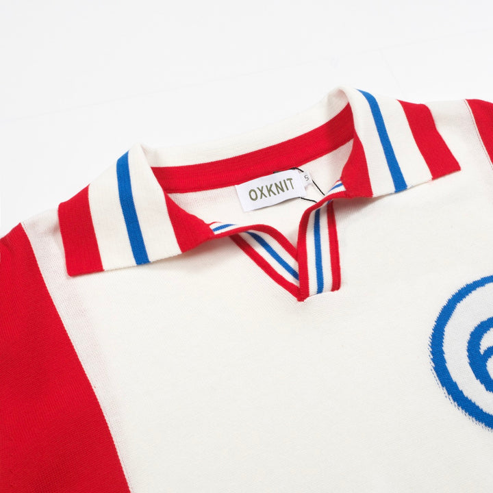 Men's white vintage 69V collar knitted polo